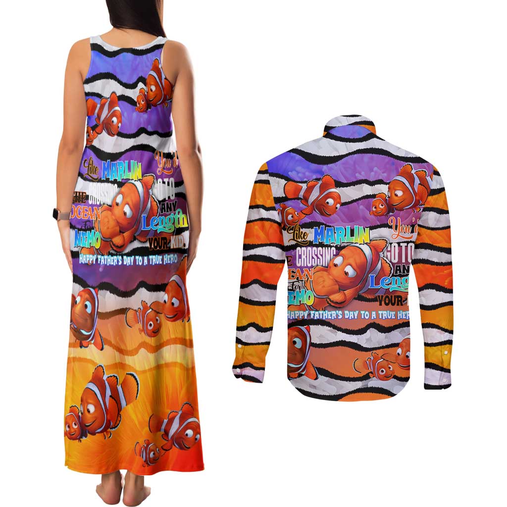 The Ocean Best Dad Couples Matching Tank Maxi Dress and Long Sleeve Button Shirt Like Marlin Happy Fathers Day To a True Hero - Wonder Print Shop