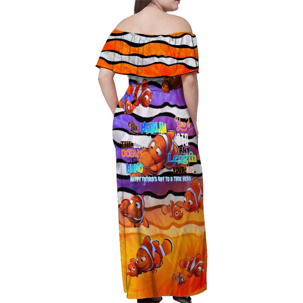 The Ocean Best Dad Family Matching Off Shoulder Maxi Dress and Hawaiian Shirt Like Marlin Happy Fathers Day To a True Hero - Wonder Print Shop