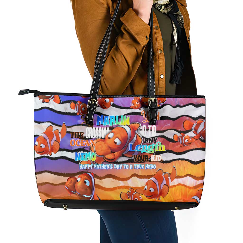 The Ocean Best Dad Leather Tote Bag Like Marlin Happy Fathers Day To a True Hero - Wonder Print Shop