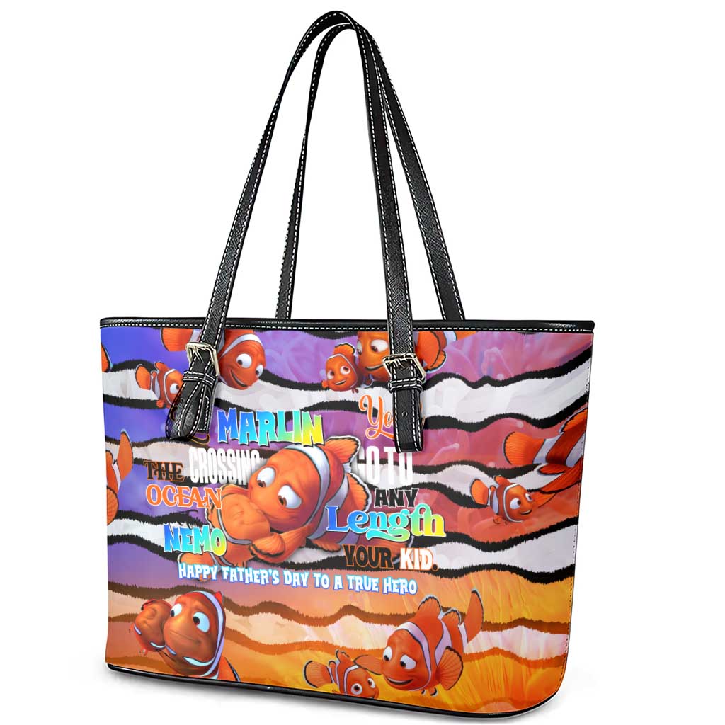 The Ocean Best Dad Leather Tote Bag Like Marlin Happy Fathers Day To a True Hero - Wonder Print Shop