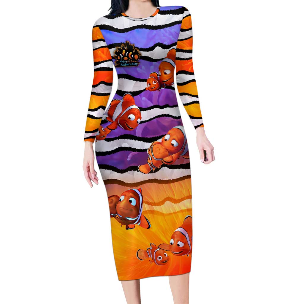 The Ocean Best Dad Long Sleeve Bodycon Dress Like Marlin Happy Fathers Day To a True Hero - Wonder Print Shop