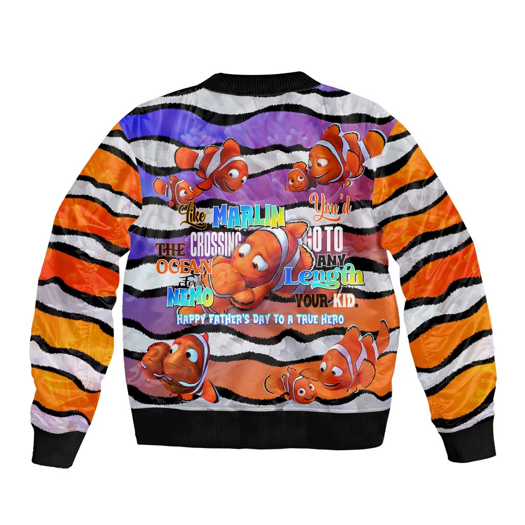 The Ocean Best Dad Sleeve Zip Bomber Jacket Like Marlin Happy Fathers Day To a True Hero - Wonder Print Shop