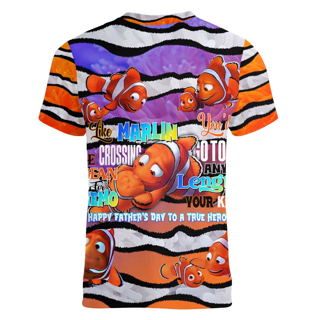 The Ocean Best Dad Women V-Neck T-Shirt Like Marlin Happy Fathers Day To a True Hero - Wonder Print Shop