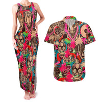 Festival Memories Skull Couples Matching Tank Maxi Dress and Hawaiian Shirt - Wonder Print Shop