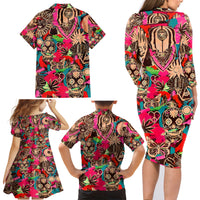 Festival Memories Skull Family Matching Long Sleeve Bodycon Dress and Hawaiian Shirt - Wonder Print Shop