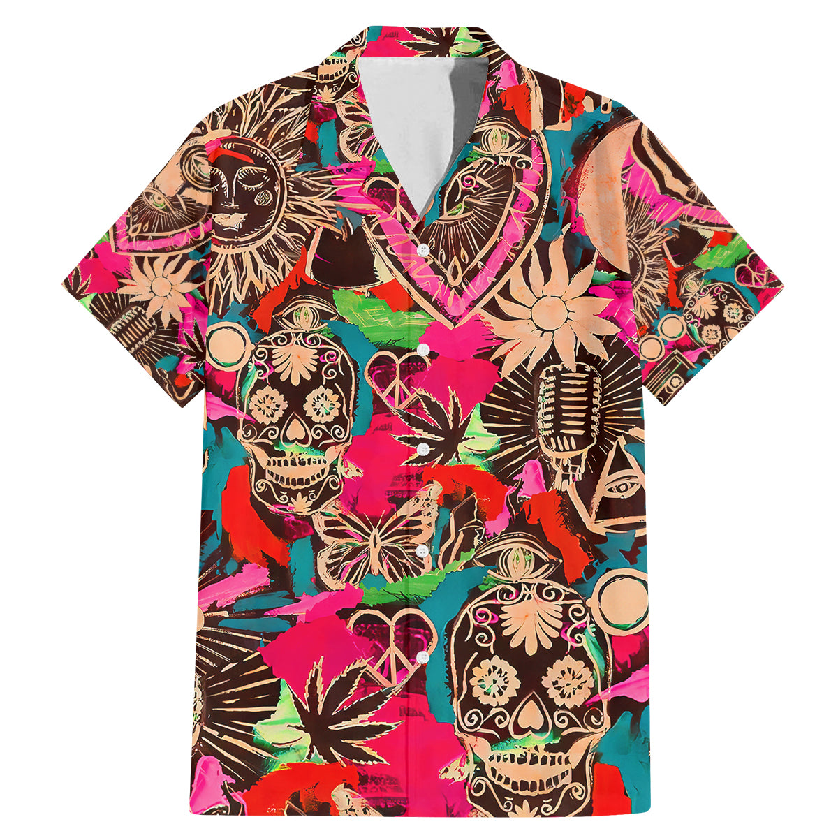 Festival Memories Skull Family Matching Mermaid Dress and Hawaiian Shirt - Wonder Print Shop