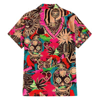 Festival Memories Skull Family Matching Off Shoulder Long Sleeve Dress and Hawaiian Shirt - Wonder Print Shop