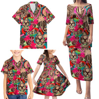 Festival Memories Skull Family Matching Puletasi Dress and Hawaiian Shirt - Wonder Print Shop