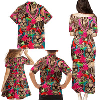 Festival Memories Skull Family Matching Puletasi Dress and Hawaiian Shirt - Wonder Print Shop