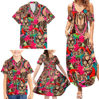 Festival Memories Skull Family Matching Summer Maxi Dress and Hawaiian Shirt - Wonder Print Shop