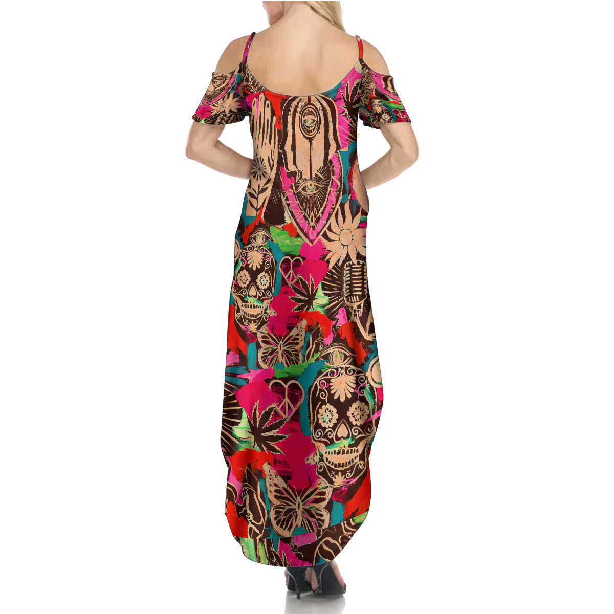 Festival Memories Skull Family Matching Summer Maxi Dress and Hawaiian Shirt - Wonder Print Shop