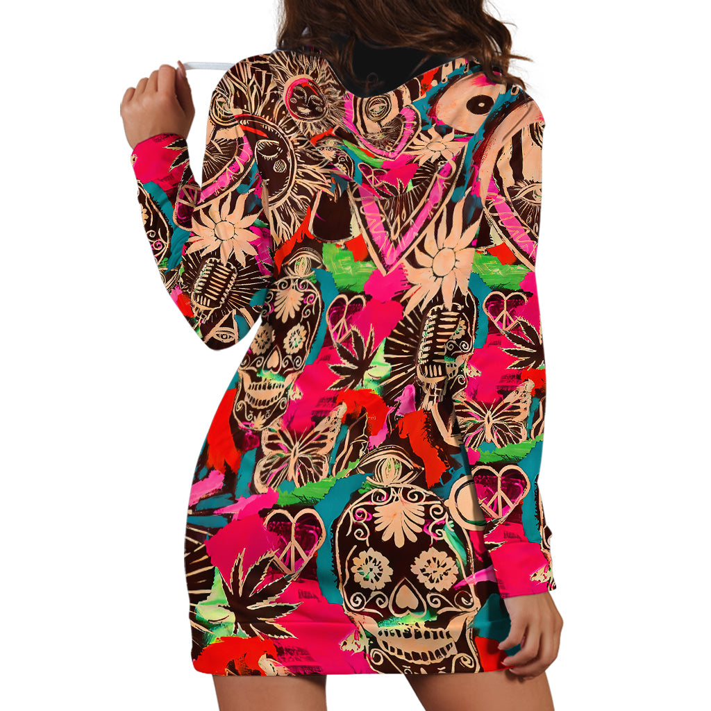 Festival Memories Skull Hoodie Dress - Wonder Print Shop