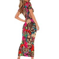 Festival Memories Skull Short Sleeve Bodycon Dress - Wonder Print Shop