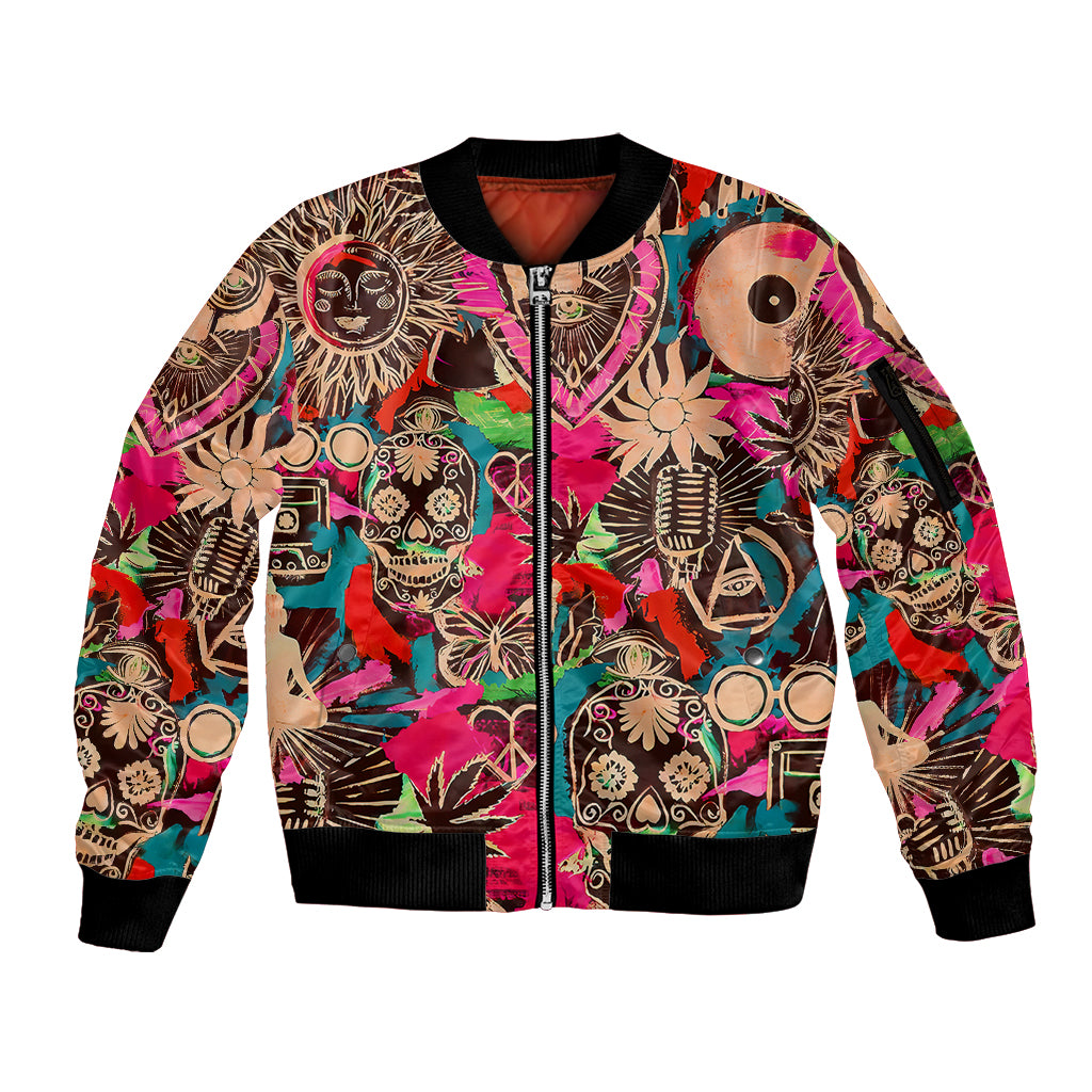 Festival Memories Skull Sleeve Zip Bomber Jacket - Wonder Print Shop