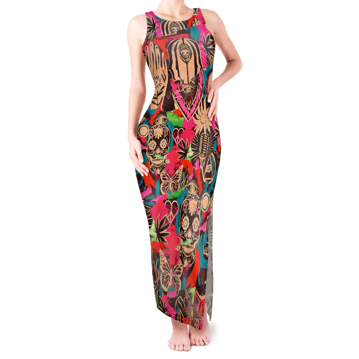 Festival Memories Skull Tank Maxi Dress - Wonder Print Shop