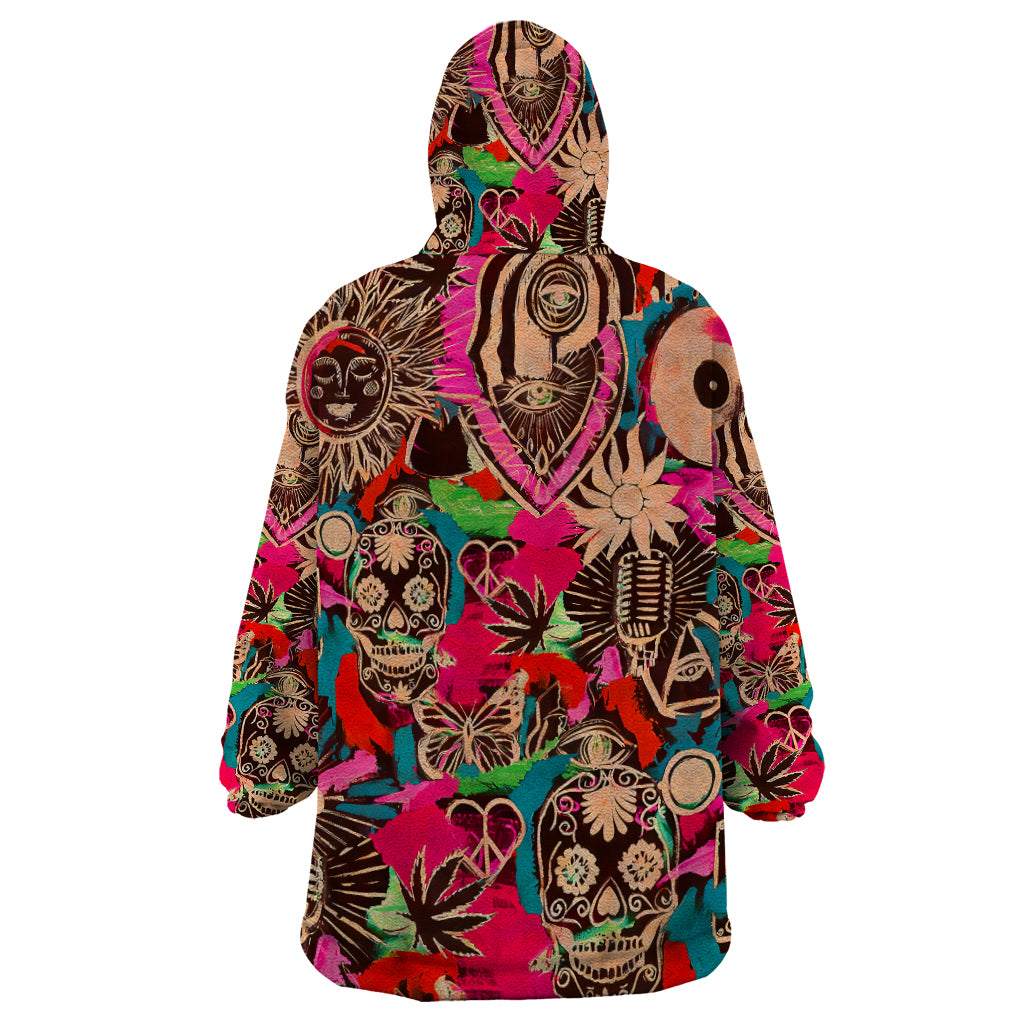 Festival Memories Skull Wearable Blanket Hoodie - Wonder Print Shop
