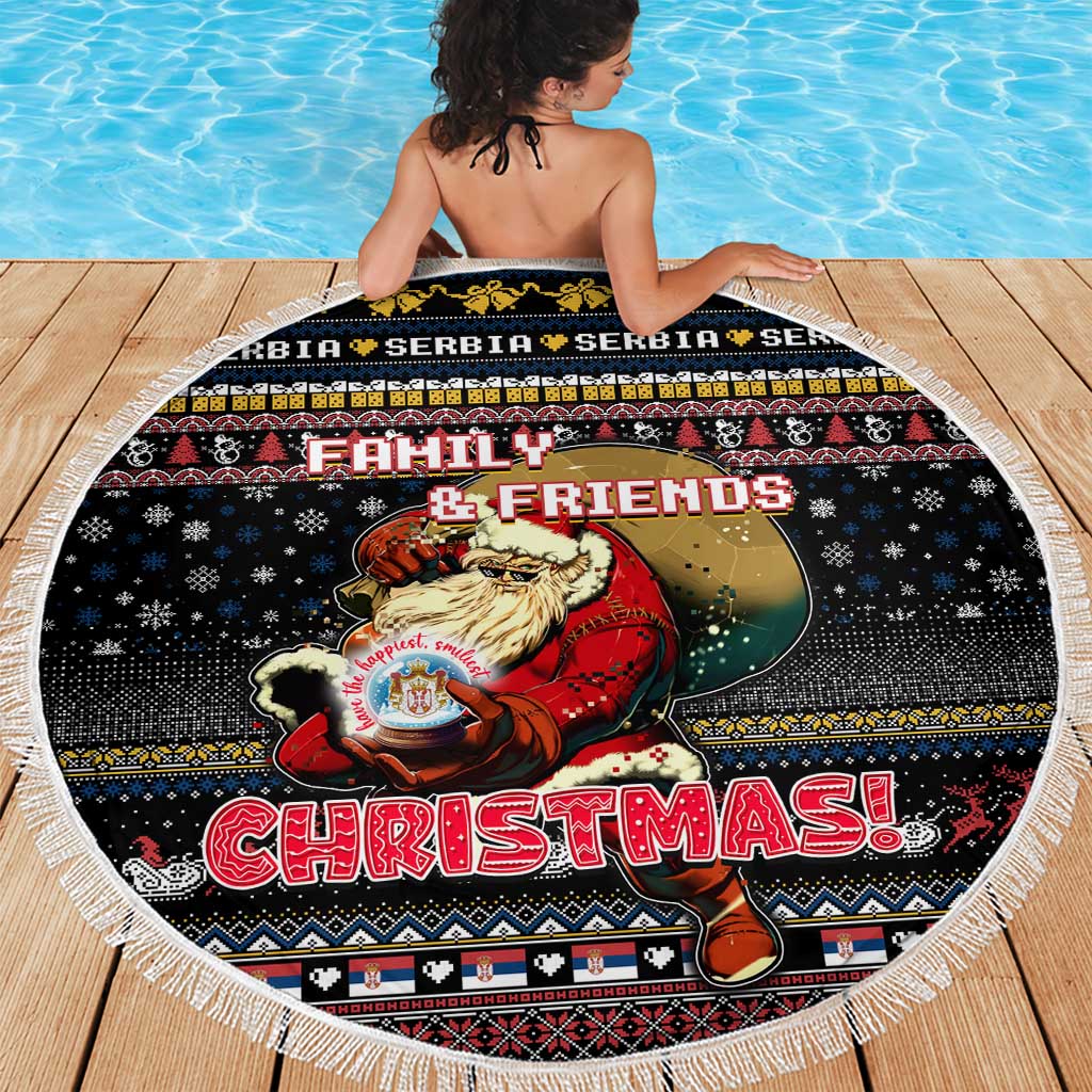 Serbia Beach Blanket Merry Christmas Family and Friends - Wonder Print Shop