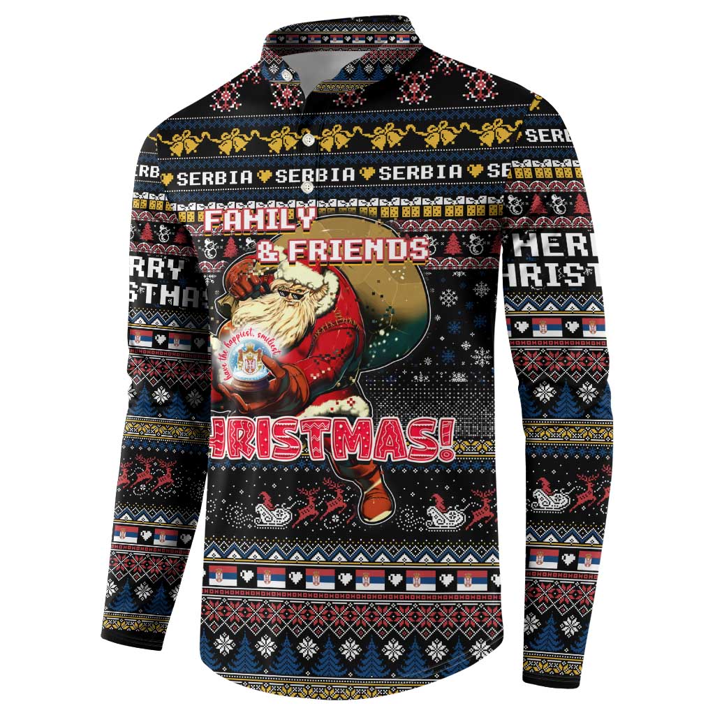 Serbia Button Sweatshirt Merry Christmas Family and Friends - Wonder Print Shop