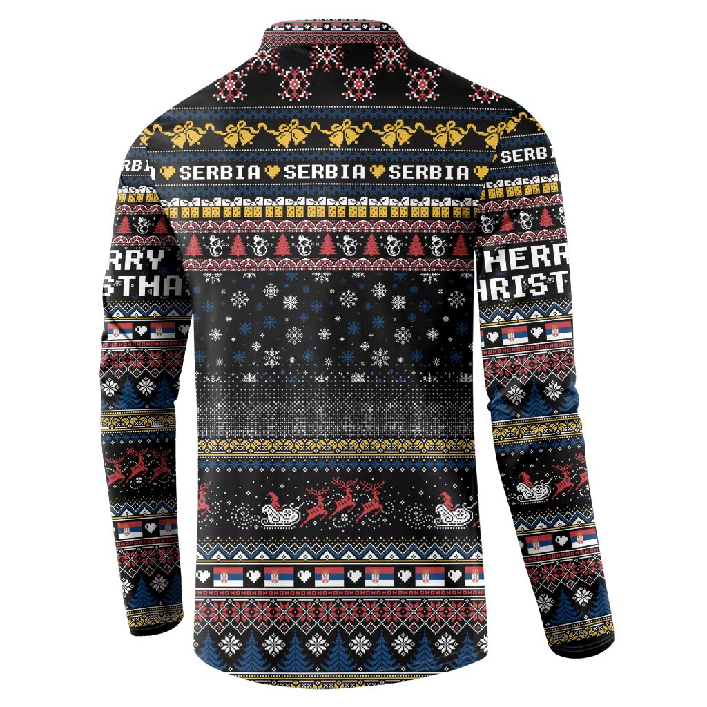 Serbia Button Sweatshirt Merry Christmas Family and Friends - Wonder Print Shop