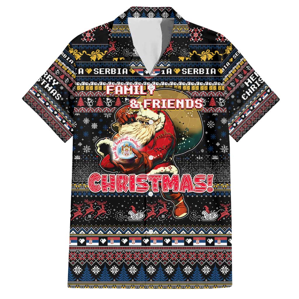 Serbia Family Matching Short Sleeve Bodycon Dress and Hawaiian Shirt Merry Christmas Family and Friends - Wonder Print Shop