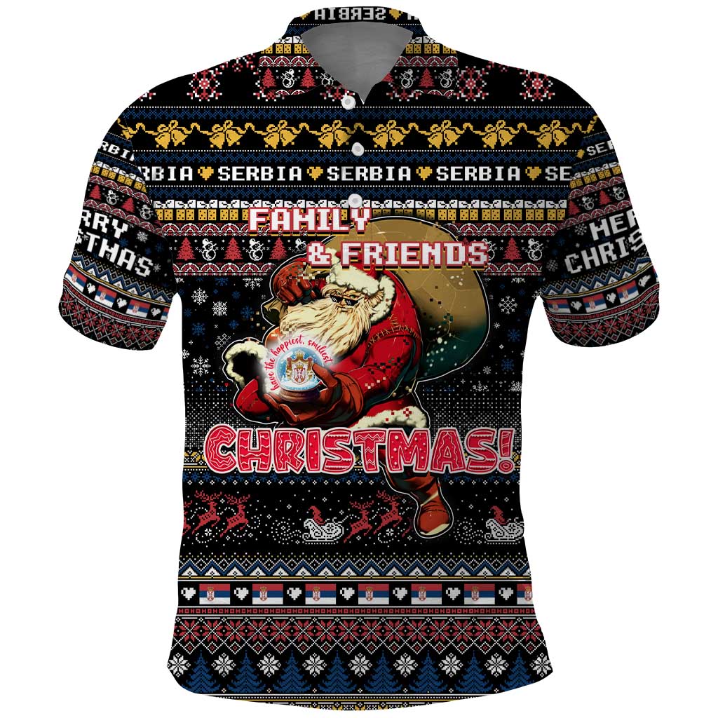 Serbia Polo Shirt Merry Christmas Family and Friends - Wonder Print Shop