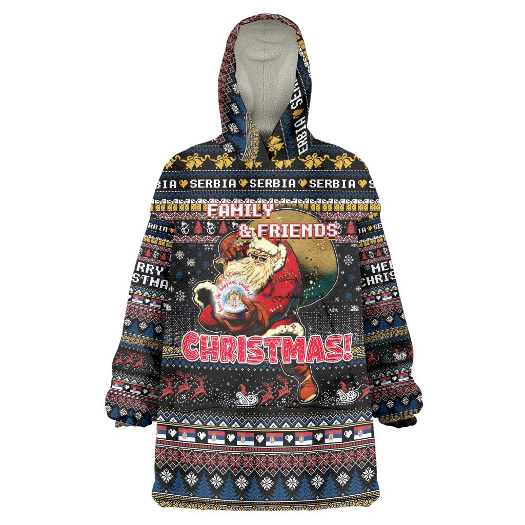 Serbia Wearable Blanket Hoodie Merry Christmas Family and Friends - Wonder Print Shop
