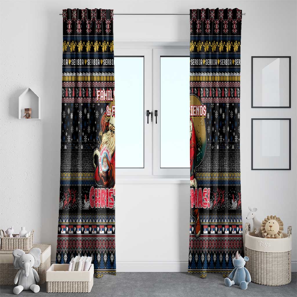Serbia Window Curtain Merry Christmas Family and Friends - Wonder Print Shop