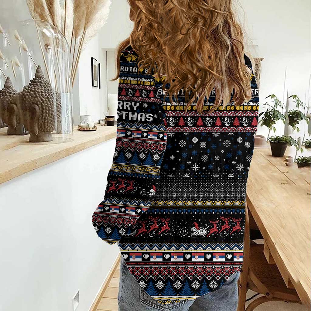 Serbia Women Casual Shirt Merry Christmas Family and Friends - Wonder Print Shop