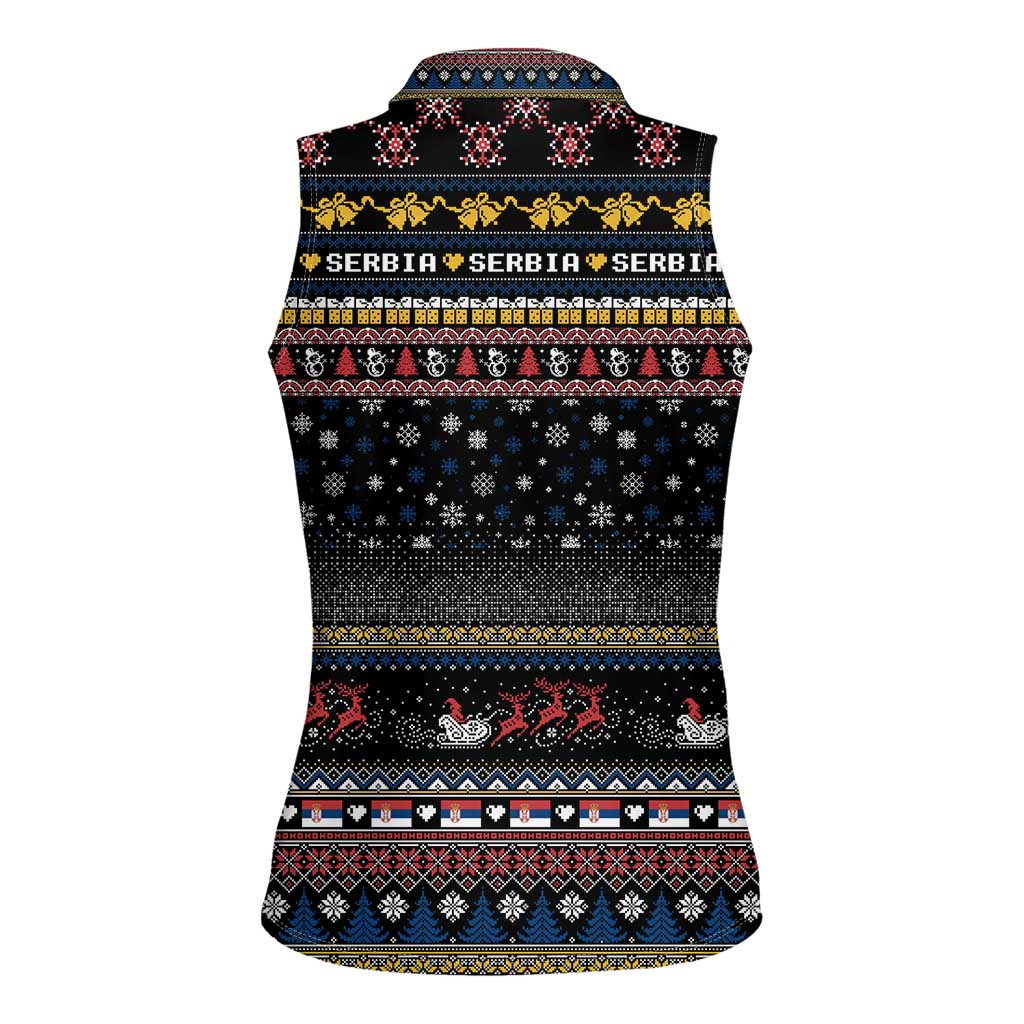 Serbia Women Sleeveless Polo Shirt Merry Christmas Family and Friends - Wonder Print Shop