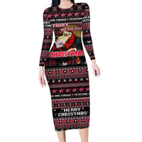 Trinidad and Tobago Family Matching Long Sleeve Bodycon Dress and Hawaiian Shirt Merry Christmas Family and Friends - Wonder Print Shop
