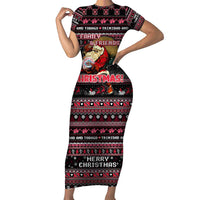 Trinidad and Tobago Short Sleeve Bodycon Dress Merry Christmas Family and Friends - Wonder Print Shop