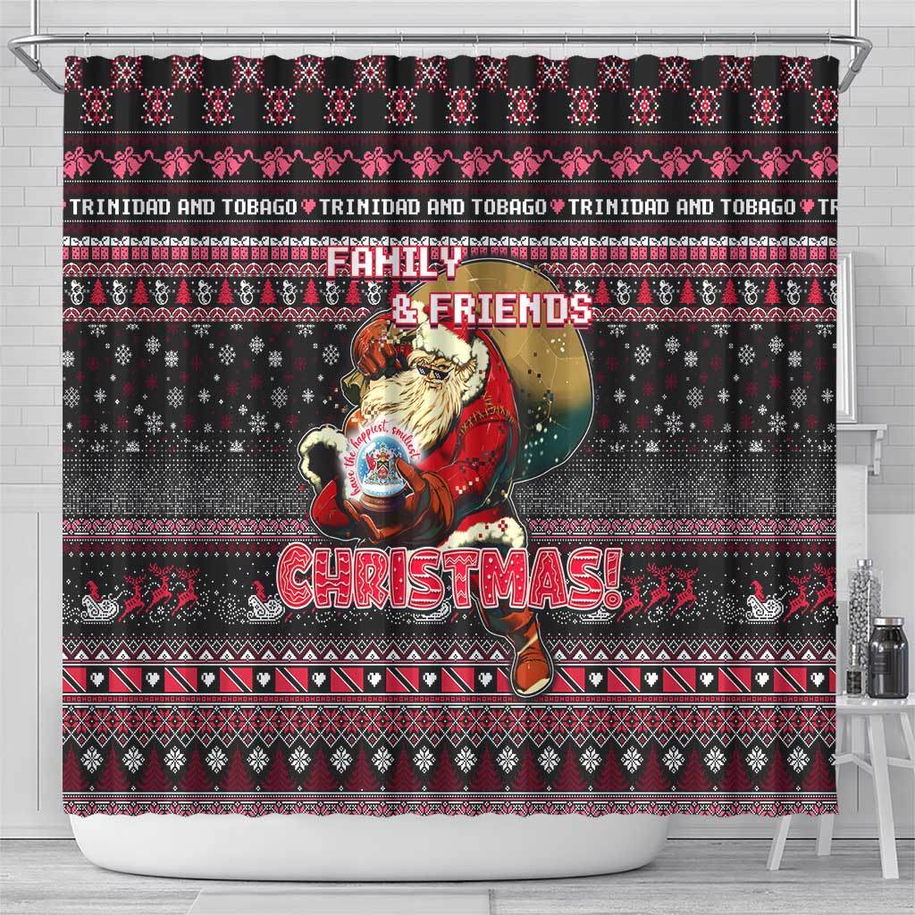 Trinidad and Tobago Shower Curtain Merry Christmas Family and Friends