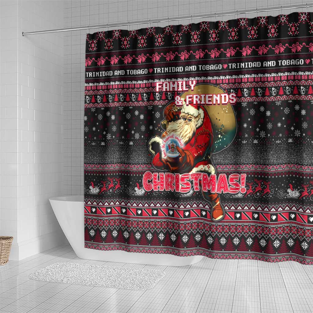 Trinidad and Tobago Shower Curtain Merry Christmas Family and Friends