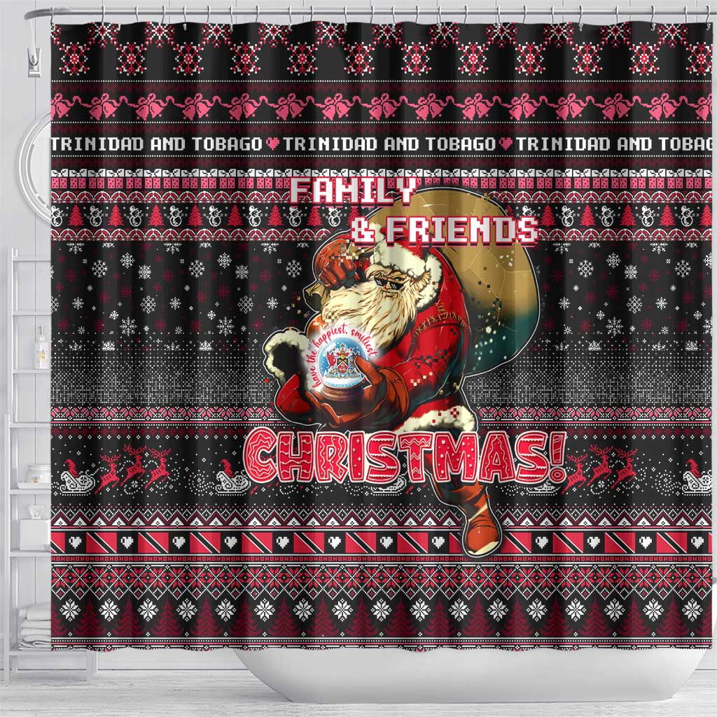 Trinidad and Tobago Shower Curtain Merry Christmas Family and Friends