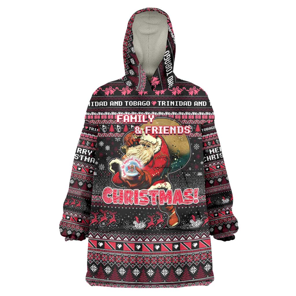 Trinidad and Tobago Wearable Blanket Hoodie Merry Christmas Family and Friends - Wonder Print Shop