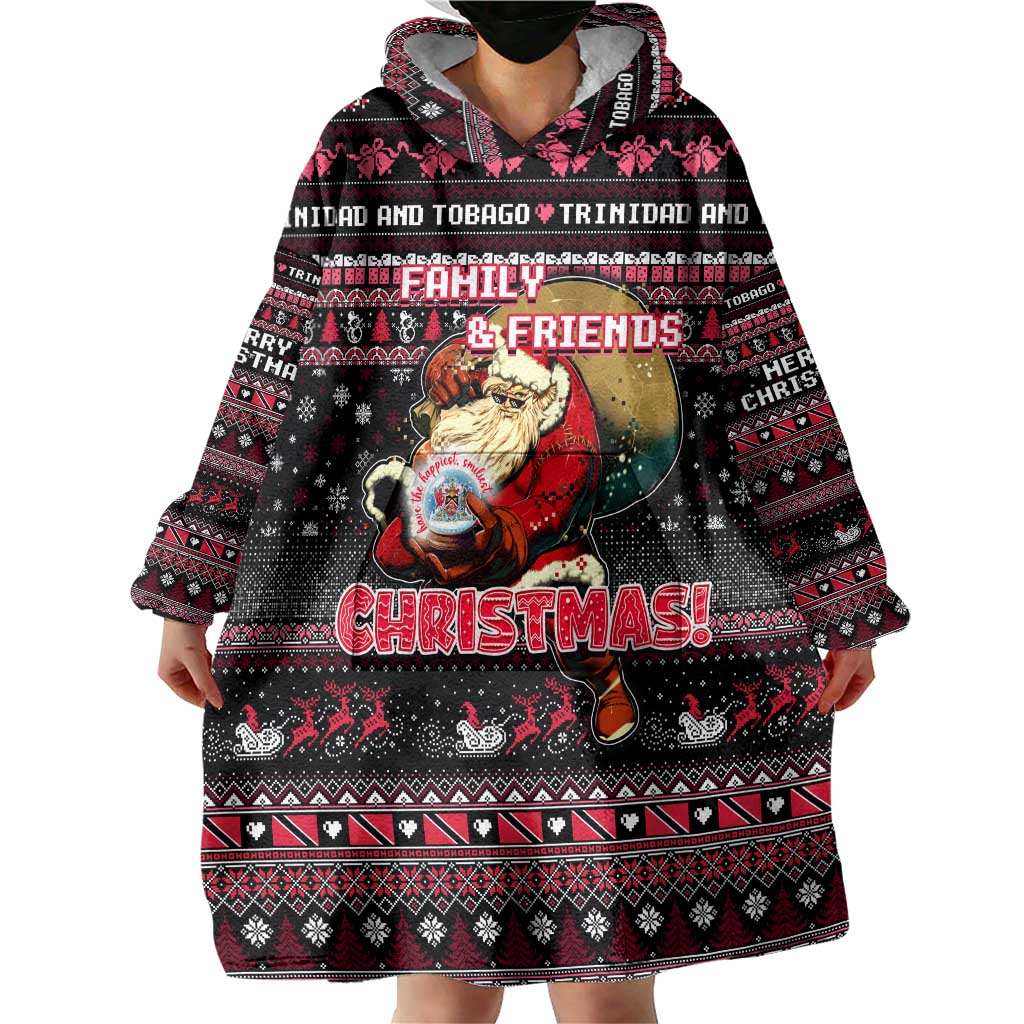 Trinidad and Tobago Wearable Blanket Hoodie Merry Christmas Family and Friends - Wonder Print Shop