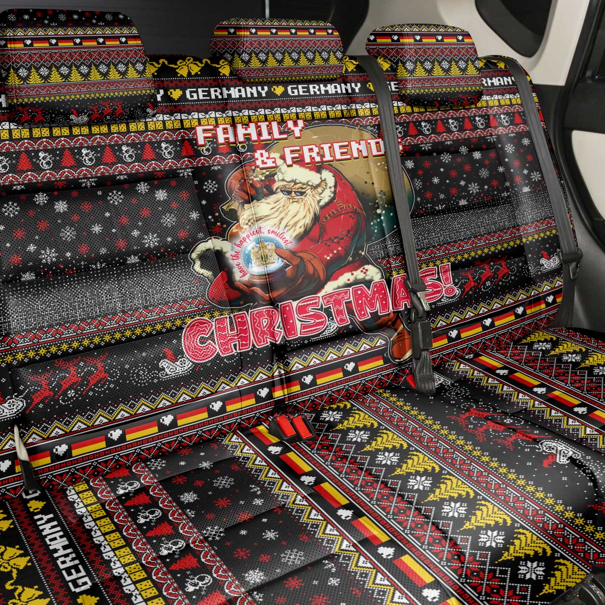 Germany Back Car Seat Cover Merry Christmas Family and Friends - Wonder Print Shop