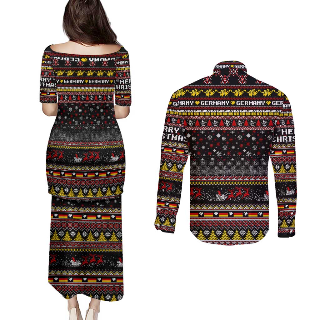 Germany Couples Matching Puletasi and Long Sleeve Button Shirt Merry Christmas Family and Friends - Wonder Print Shop