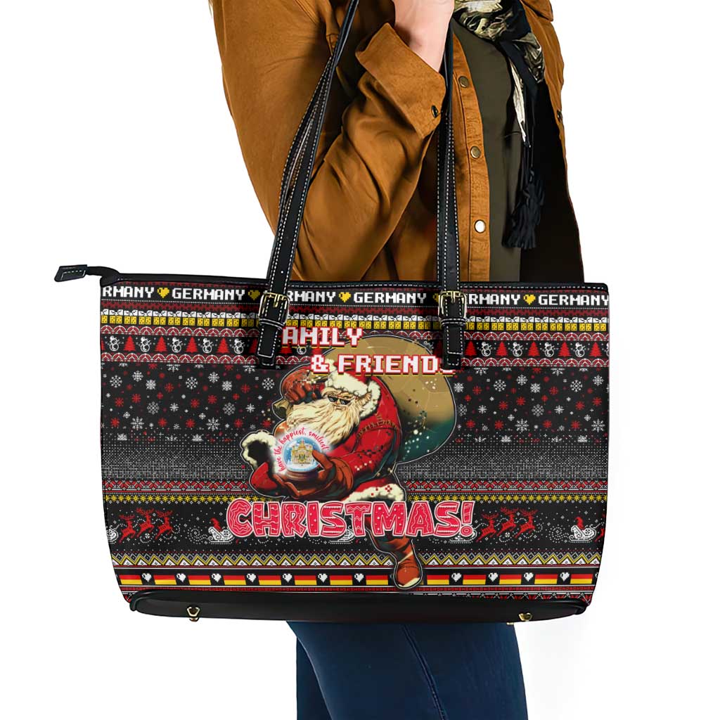 Germany Leather Tote Bag Merry Christmas Family and Friends - Wonder Print Shop