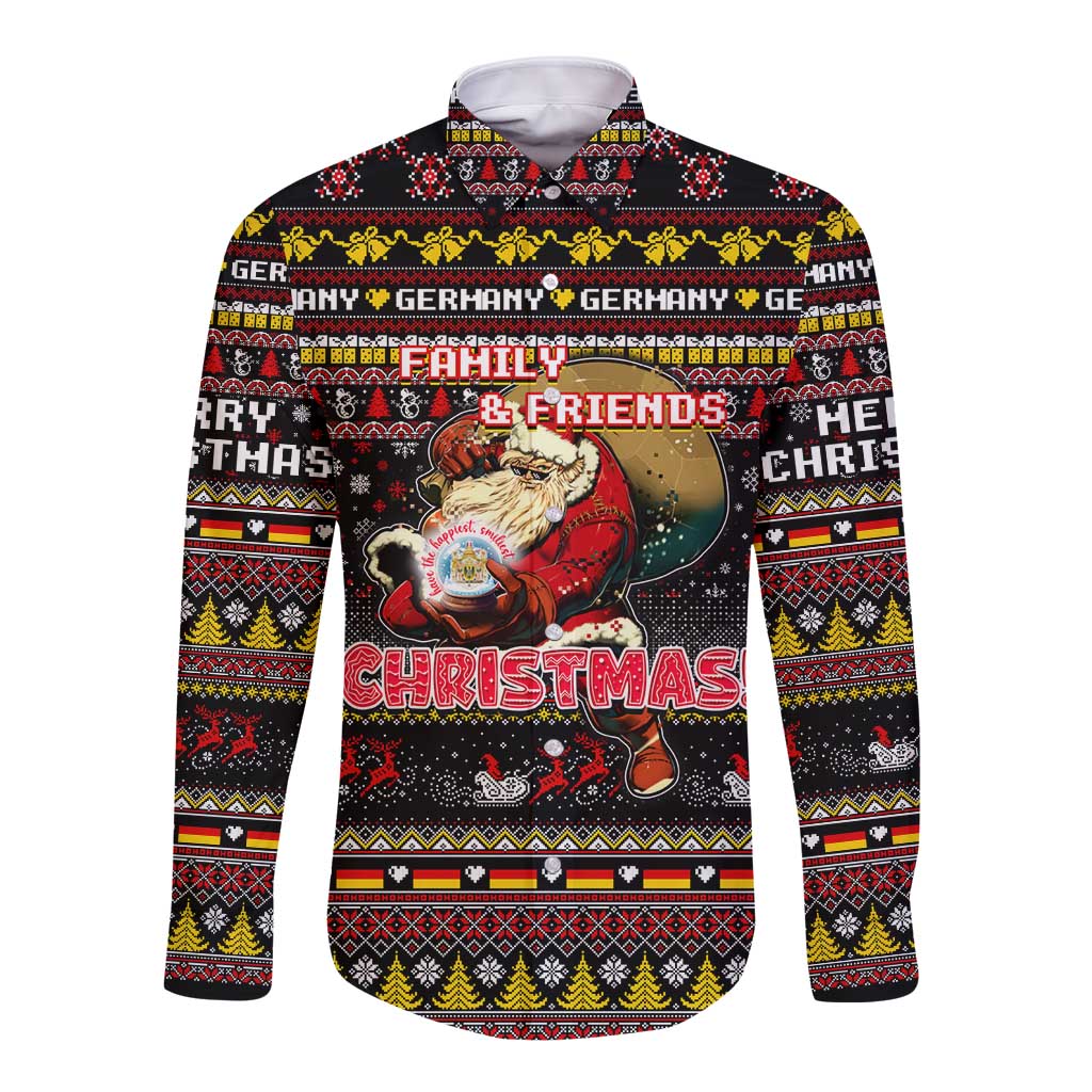 Germany Long Sleeve Button Shirt Merry Christmas Family and Friends - Wonder Print Shop