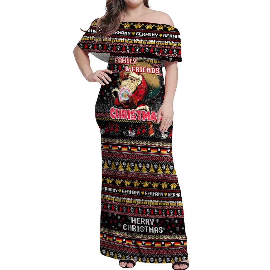 Germany Off Shoulder Maxi Dress Merry Christmas Family and Friends - Wonder Print Shop