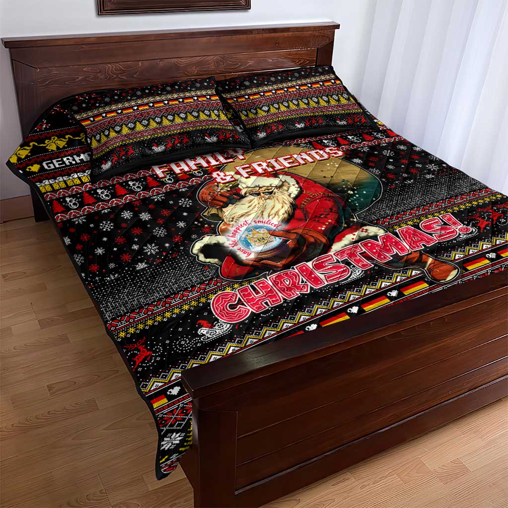 Germany Quilt Bed Set Merry Christmas Family and Friends - Wonder Print Shop