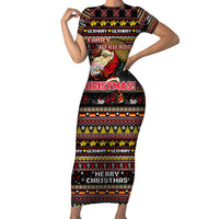 Germany Short Sleeve Bodycon Dress Merry Christmas Family and Friends - Wonder Print Shop