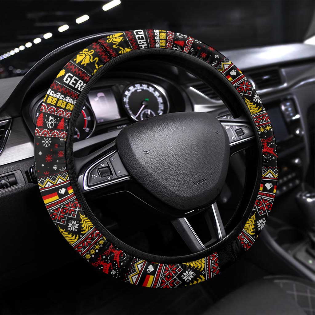 Germany Steering Wheel Cover Merry Christmas Family and Friends - Wonder Print Shop