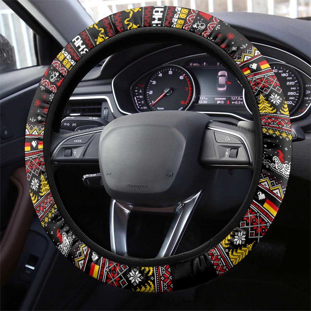 Germany Steering Wheel Cover Merry Christmas Family and Friends - Wonder Print Shop