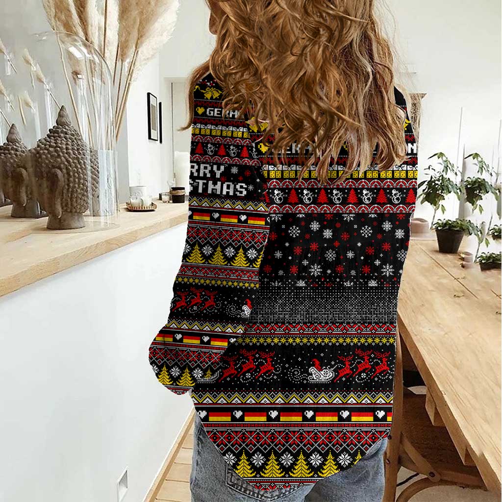 Germany Women Casual Shirt Merry Christmas Family and Friends - Wonder Print Shop
