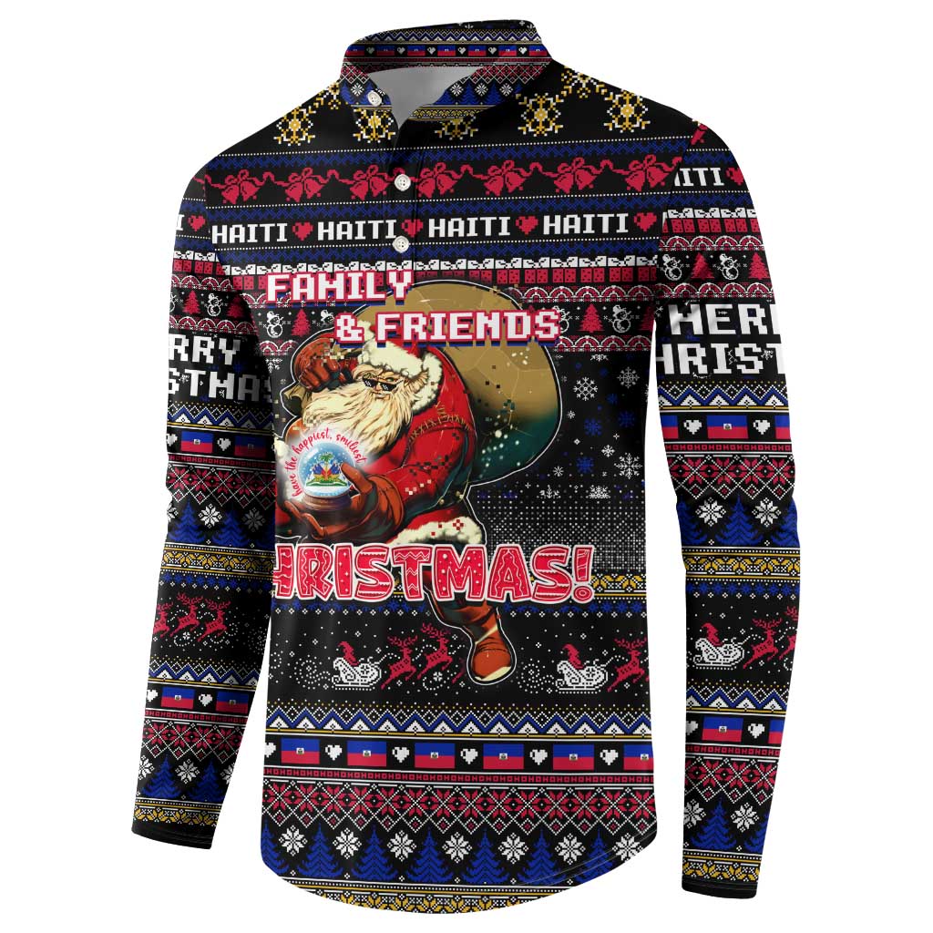 Haiti Button Sweatshirt Merry Christmas Family and Friends - Wonder Print Shop