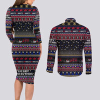 Haiti Couples Matching Long Sleeve Bodycon Dress and Long Sleeve Button Shirt Merry Christmas Family and Friends - Wonder Print Shop