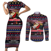 Haiti Couples Matching Short Sleeve Bodycon Dress and Long Sleeve Button Shirt Merry Christmas Family and Friends - Wonder Print Shop