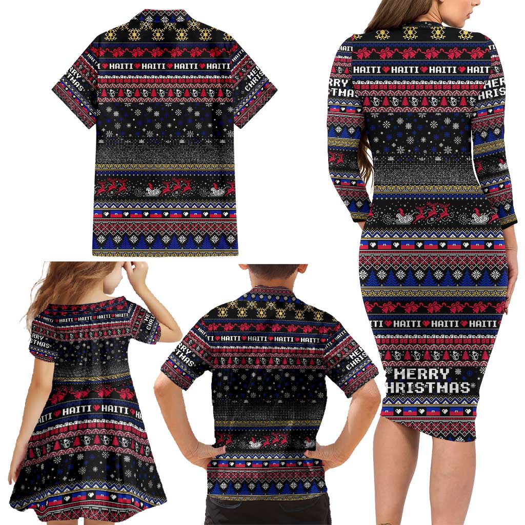 Haiti Family Matching Long Sleeve Bodycon Dress and Hawaiian Shirt Merry Christmas Family and Friends - Wonder Print Shop